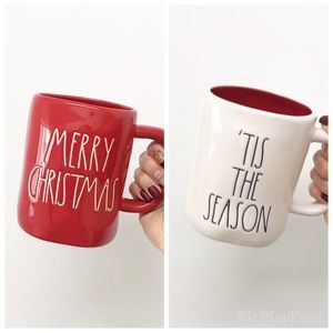 Rae Dunn MERRY CHRISTMAS and TIS THE SEASON Mugs